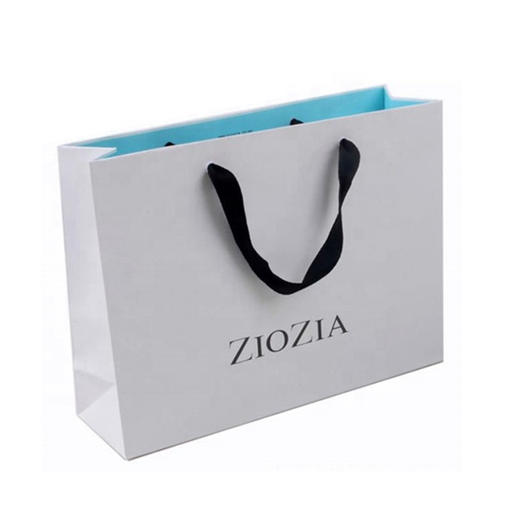 Insignia arena Trastorno precio competitivo elegante logotipo de marca personalizado boutique de  lujo compras bolsas de regalo de papel blanco con asas de cinta