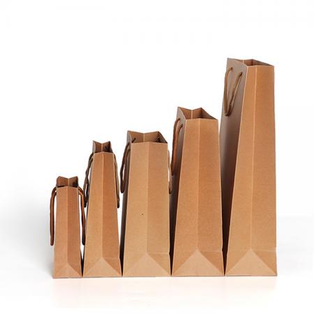 Impresora de bolsas de papel estándar de compras al por mayor de lujo OEM, bolsa de papel kraft marrón personalizada para café de regalo