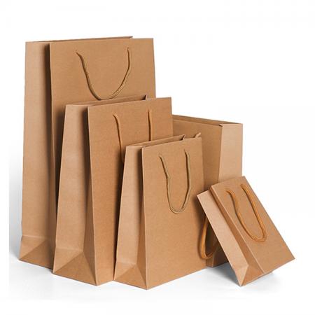 Impresora de bolsas de papel estándar de compras al por mayor de lujo OEM, bolsa de papel kraft marrón personalizada para café de regalo