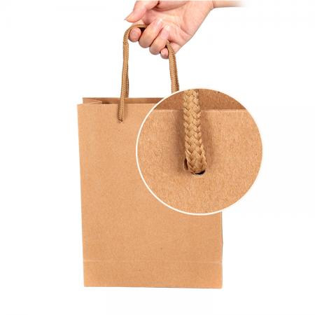 regalo reciclado de alta calidad con logotipo personalizado, bolso de compras de papel kraft marrón con asa