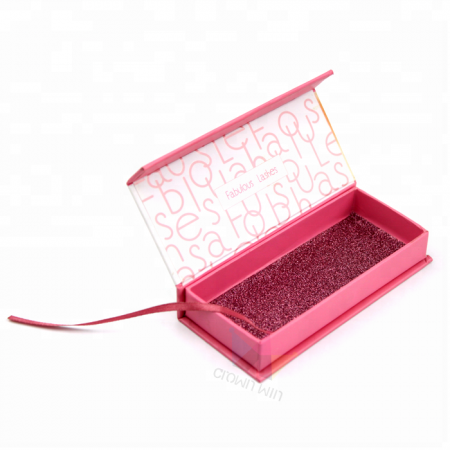 papel de logotipo personalizado de alta calidad personalizado cuadrado rosa caja de pestañas embalaje