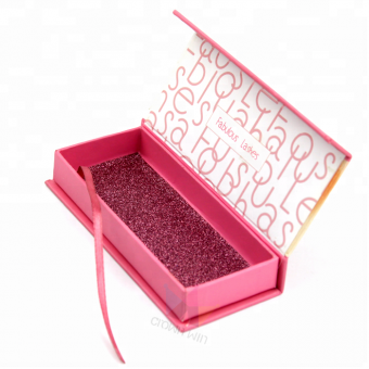 papel de logotipo personalizado de alta calidad personalizado cuadrado rosa caja de pestañas embalaje
