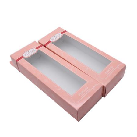 cajas de cosméticos de papel de embalaje coloridas impresas 300gsm personalizadas con ventana de pvc