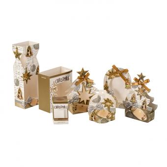 caja de papel delicado del regalo de la forma del árbol de la impresión del dorado para la Navidad con el arco de la cinta