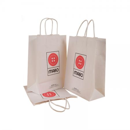 Bolso de compras de papel blanco reciclado de lujo personalizado para empaque de regalo con mango de cuerda