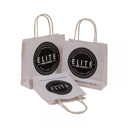 Bolso de compras de papel blanco reciclado de lujo personalizado para empaque de regalo con mango de cuerda