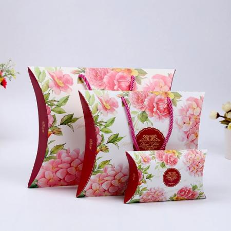 caja de regalo de almohada de papel de bufanda personalizada de diferentes tamaños de diseño