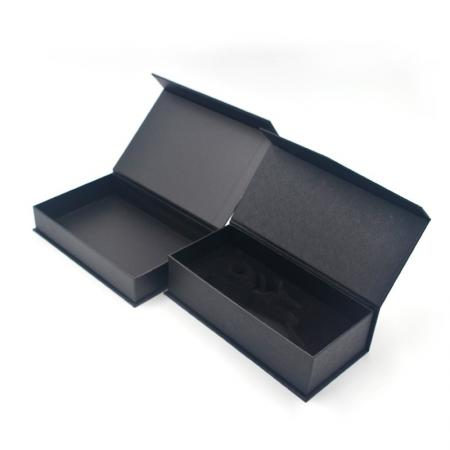 caja de cartón rígida de color negro logotipo personalizado caja de regalo de papel magnético de lujo con inserto eva