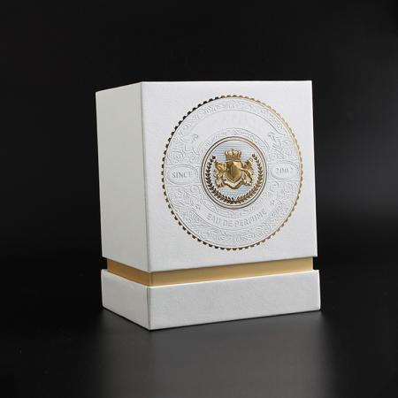 proveedor de china cosméticos de lujo dorado en relieve caja de regalo de embalaje de papel cajas de embalaje para botella de vidrio de perfume