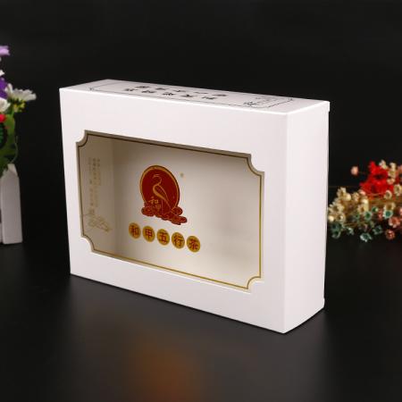 Papel de embalaje de caja de regalo de lujo de forma cuadrada de impresión personalizada con ventana de pvc transparente