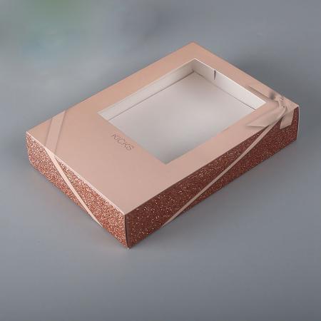 Caja de regalo plegable plana de alta calidad para impresión de caída de nieve de invierno con ventana transparente de pvc