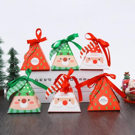 impresión personalizada caja de regalo de papel de navidad plegable con lazo de cinta
