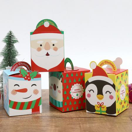 embalaje de caja de regalo de papel plegable de navidad pequeño colorido blanco al por mayor