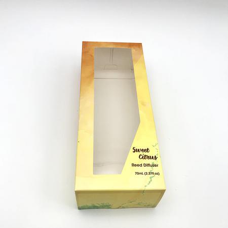 papel de caja de regalo de ventana transparente de arco de cinta plegable de sellado de oro caliente