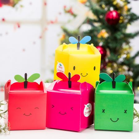 impresión personalizada diseño creativo color plegable caja de dulces de papel de navidad