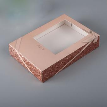 respetuoso del medio ambiente 350g blanco caliente estampado cuadrado caja de papel cosmético con ventana de pvc