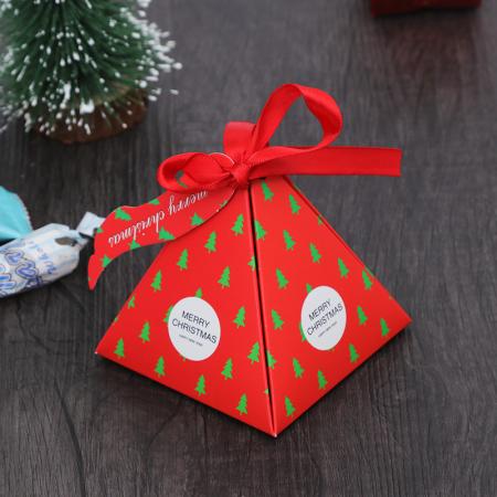 Caja de papel de regalo de Navidad dulce reciclado OEM con lazo de cinta
