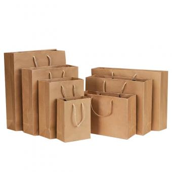 regalo de compras de papel de arte reciclable de lujo bolsa de papel kraft marrón