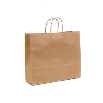 OEM color sólido reutilizable marrón kraft bolsa de papel con asa de compras