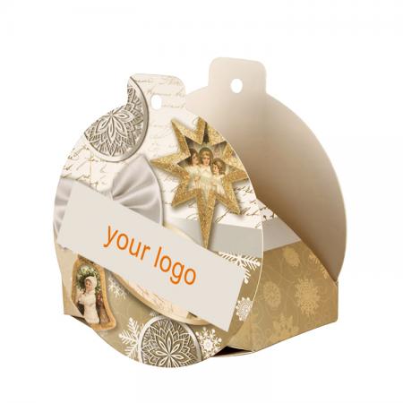Embalaje de caja de regalo de papel plegable de forma de campana de Navidad con ventana