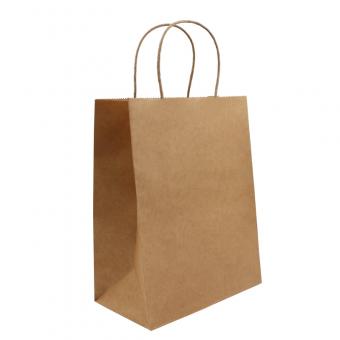 bolsa de papel de compras kraft marrón impresa personalizable con asas