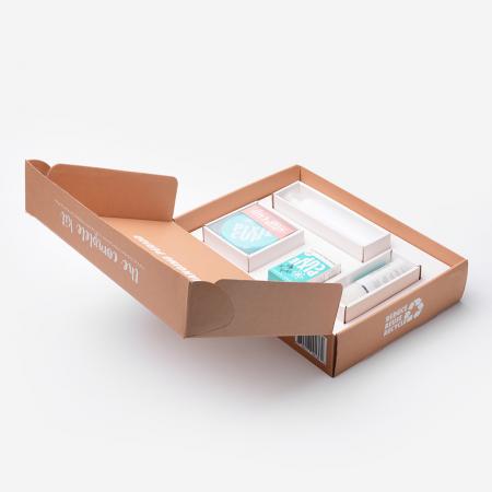 impresión personalizada kraft reciclado embalaje corrugado cosméticos botella bandeja cartón caja de papel paquete