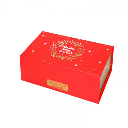 Caja de regalo de papel plegable rígido de Navidad de lujo con logo