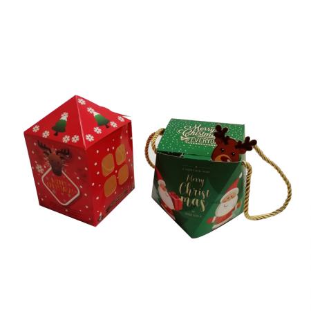 caja de papel de empaquetado del regalo del caramelo de azúcar de la Navidad de la confitería de la impresión personalizada con la manija