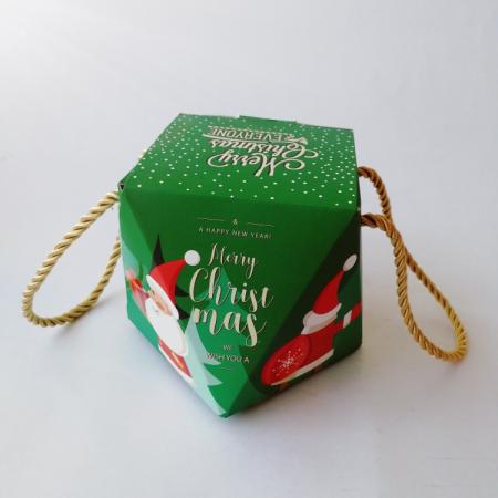 caja de papel de empaquetado del regalo del caramelo de azúcar de la Navidad de la confitería de la impresión personalizada con la manija