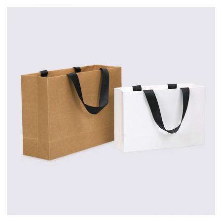 China white paper gift bags with ribbon handles supplier