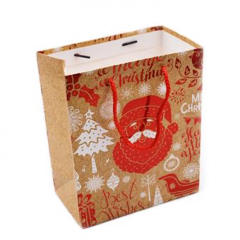 compras al por mayor de embalaje por encargo feliz navidad bolsa de regalo de papel con asas