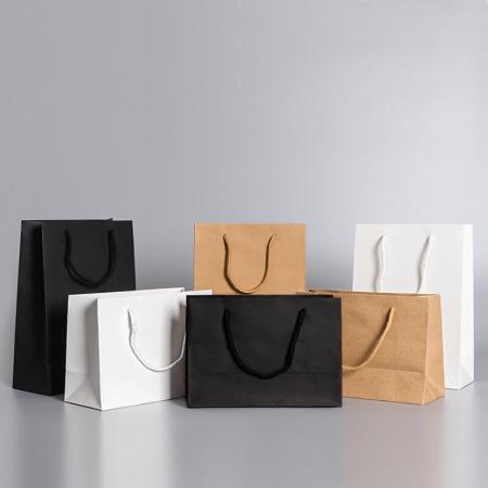 White Black Kraft Gift Paper Shopping Bag with Logo customized