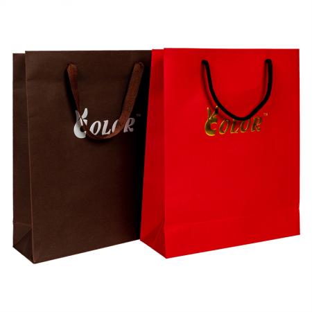 Bolsa de papel de color laminado brillante de lujo de diseño personalizado con compras